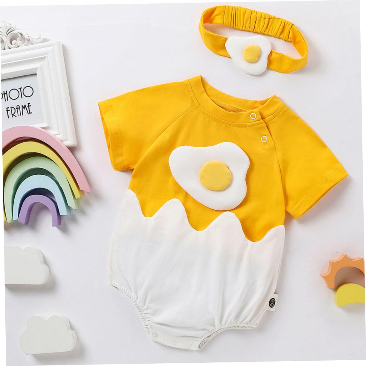 BESTYASH Mameluco Del Bebé Del Huevo Lana Saltador Cosas De Bebe Para Recien Nacido Traje De Niña De Halloween Pequeño Mono Chico Traje De Sesión De Fotos De Niña Yellow Algodón
