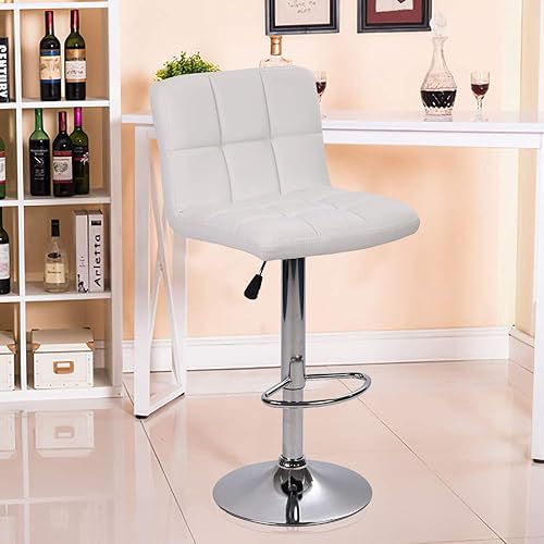 Miniatura 7 de Dkeli Juego de 2 taburetes de bar giratorios de altura ajustable con respaldo de piel sintética duradera, silla de comedor moderna para cocina,