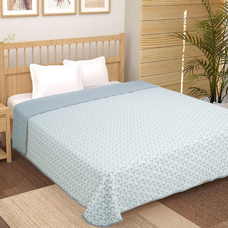 Image of BSB HOME 100% Cotton Reversible Dohar Double Bed, Soft Lightweight Bed Blanket, AC Dohar Blanket for Summers /Winter (Size 90 inch by 88 inch, Grey & White, Gift Packing Bag)