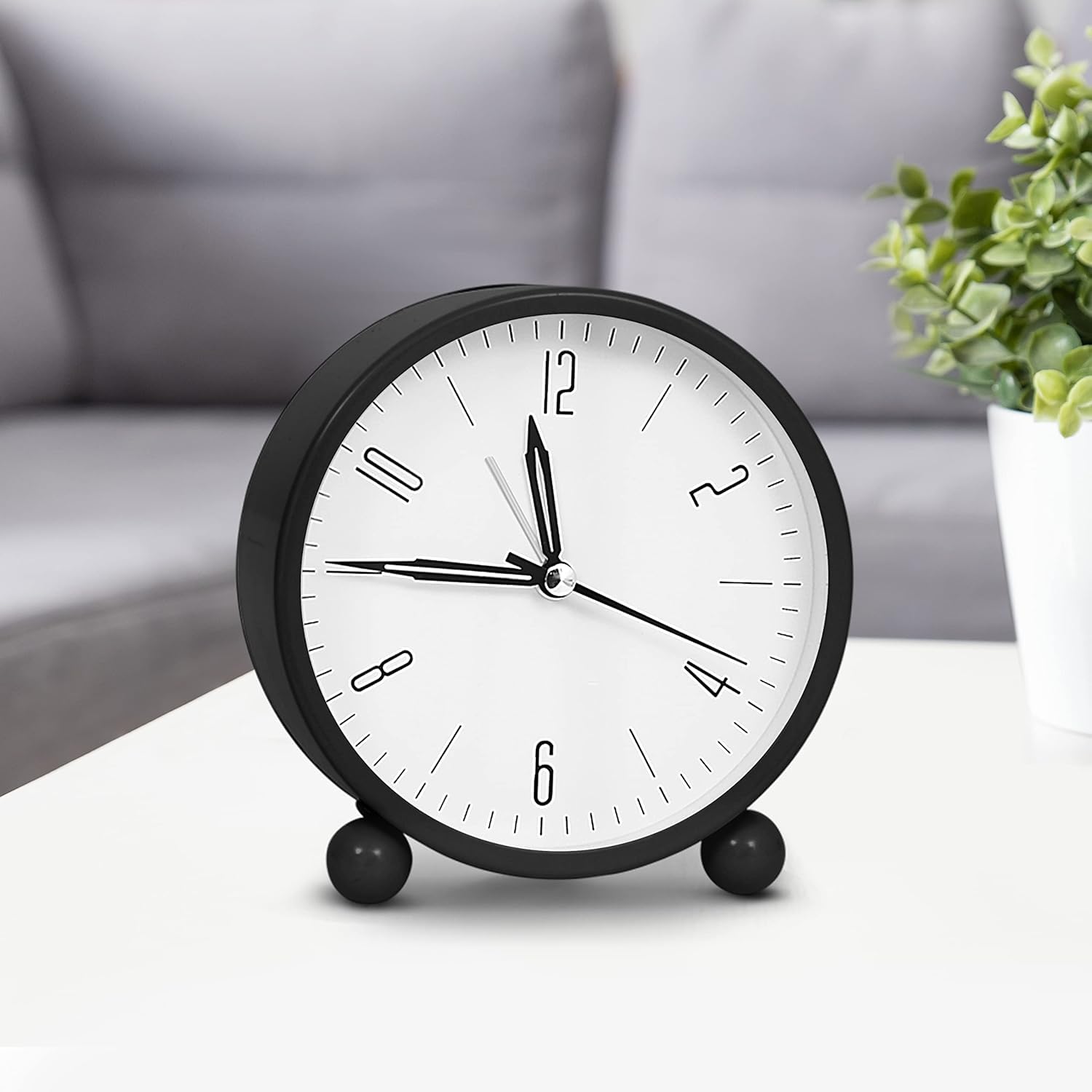 Anadi Retro Alarm Clock 4" Twin Bell with Night Backlight, Black Metal Silent Non-Ticking Quartz Battery Operated Extra Loud Analog Alarm Clock for Living Room, Bedroom, Office 4