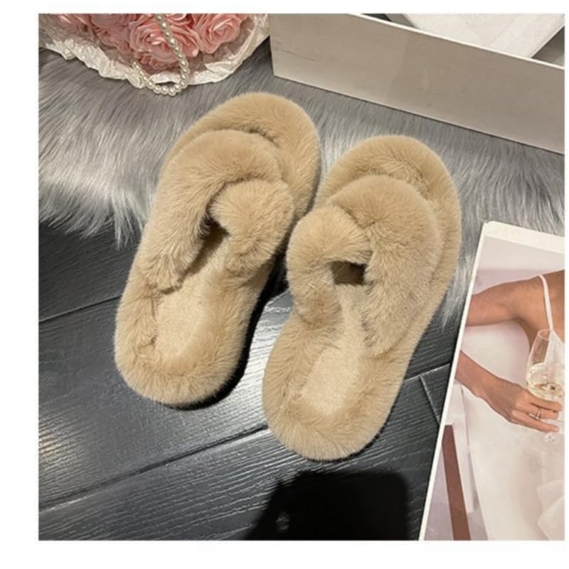Women's Thick-Soled Winter Slippers - Comfortable Warm Faux Fur Casual House Shoes for Autumn/Home Wear3