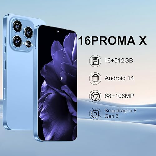 Miniatura 6 de Teléfono inteligente 16PROMA X pantalla FHD+ masiva de 6.99 pulgadas  Duración épica de la batería de 7000 mAh  Velocidad extrema de 16+512 GB