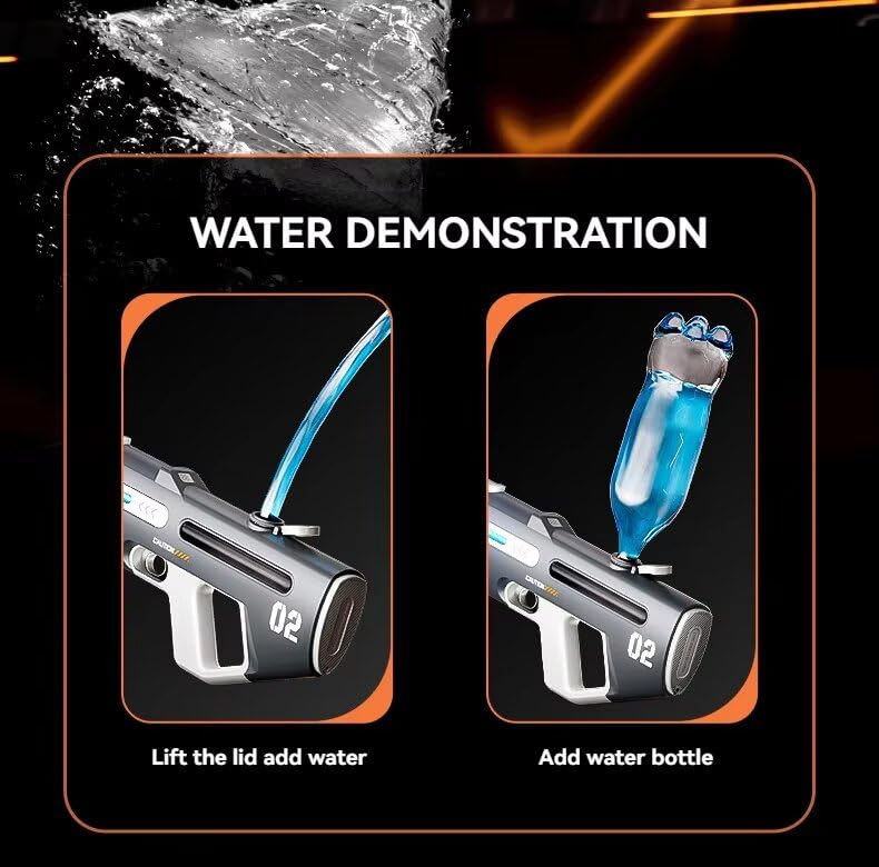 Image of Lumo Brilliant Toys Long-Range Dual Mode Electric Water Gun 350ml Automatic High-Pressure Blaster for Kids & Adults | Water Gun for Holi (White)