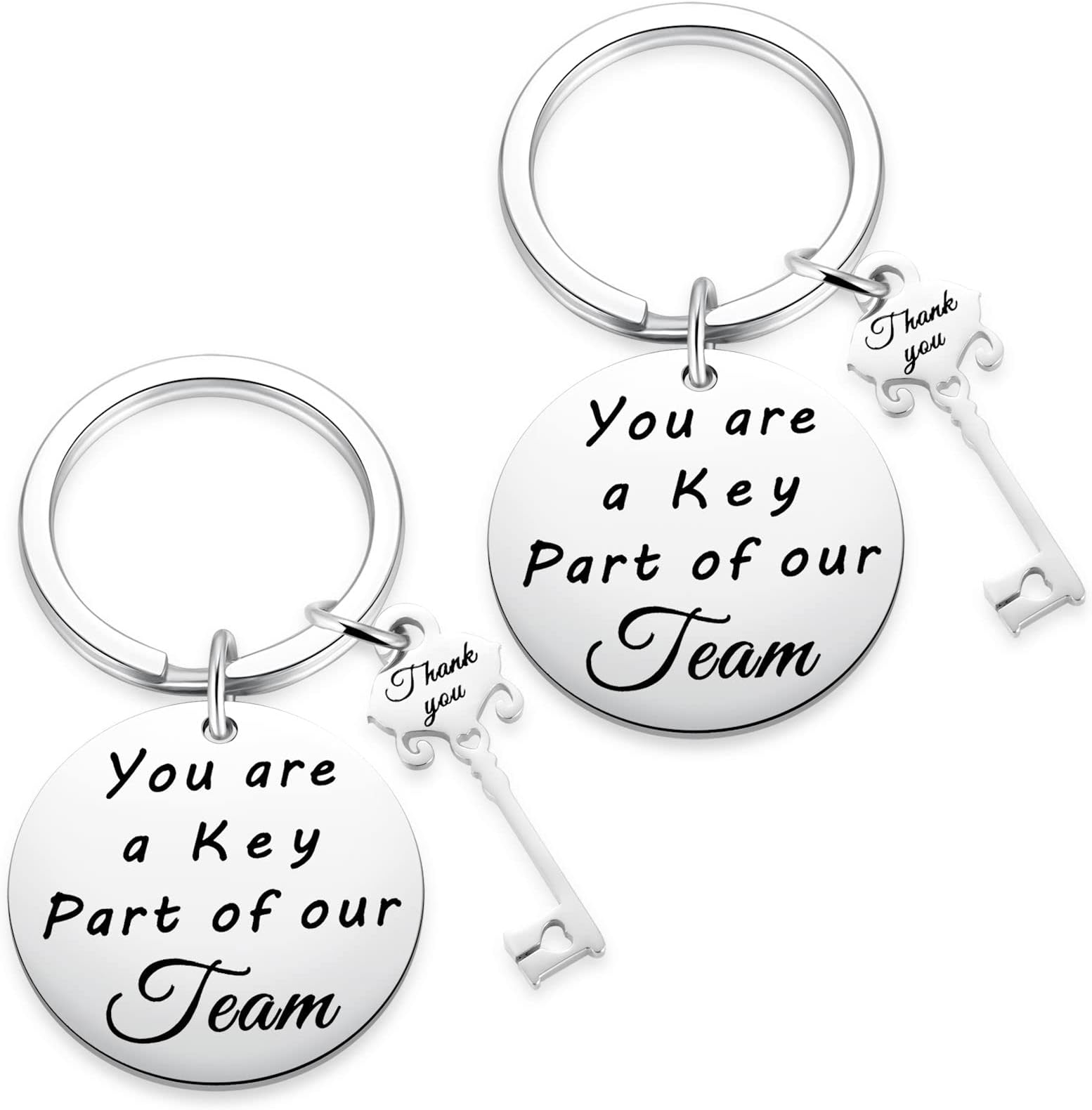 Kvekstio2PC Employee Appreciation Keychain Gifts for Coworker, Work Team Farewell Present for Him Her, Colleague Boss Going Away Thank You Keyring