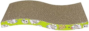 Canine Crew Cat Scratcher Pad with Catnip - Cat Cardboard Scratch Durable Scratching Pad Reversible (Wave)