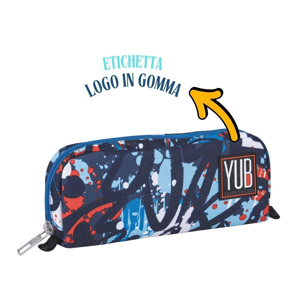 Seven Set Scuola Boy, Zaino Doppio Scomparto con Astuccio 3 Zip e bustina, Streetdoodles