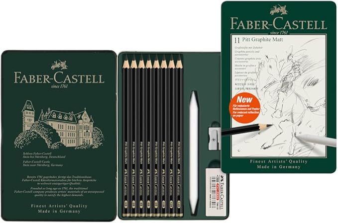Faber-Castell 115220 – Bleistifte Set Pitt Graphite Matt, 11-teilig, inkl. Papierwischer, Radierer und Spitzer Faber-Castell 115220 – Bleistifte Set Pitt Graphite Matt, 11-teilig, inkl. Papierwischer, Radierer und Spitzer