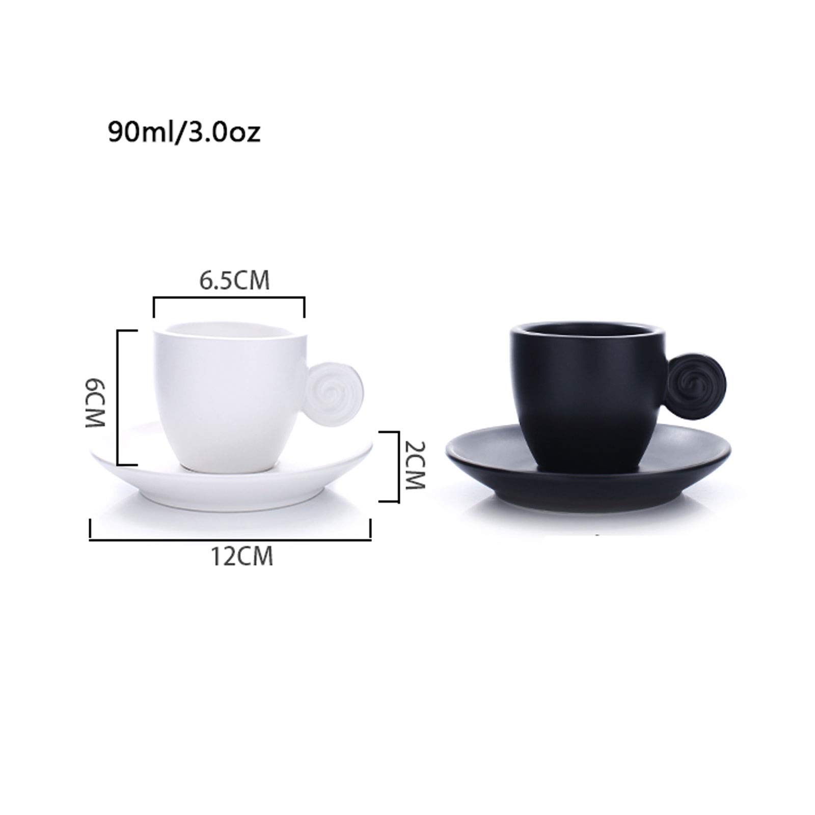 Kubki 3 uncje filiżanek zestaw 4 z pasującymi spodkami Premium porcelanowe włoskie kubki Caffè, turecka filiżanka kawy, prezent