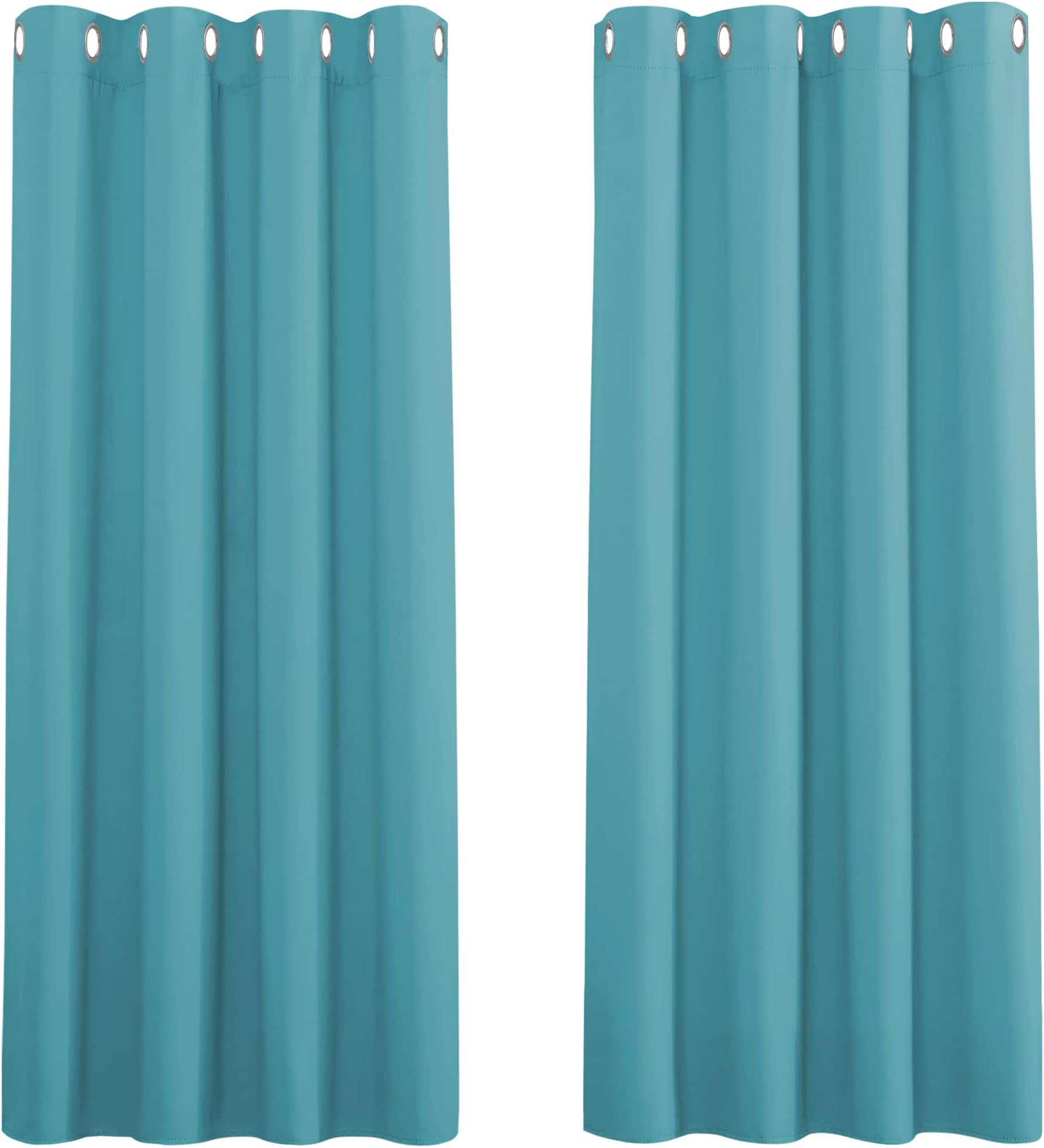 PONY DANCE Small Curtains for Window, Thermal Blackout Curtains with Silver Ring Privacy Protection for Basement Laundry Attic, 46 x 45 Inch Drop, Turquoise Blue, 2 Panels