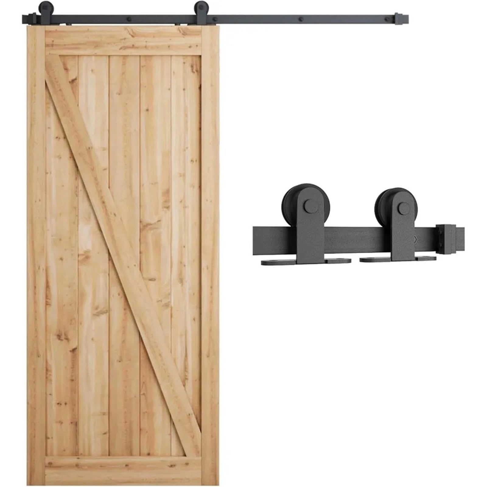 Barn Door Sliding Kit, 6 Feet Top Mount Sturdy Sliding Barn Door Hardware Kit - Smoothly and Quietly Simple and Easy to Install