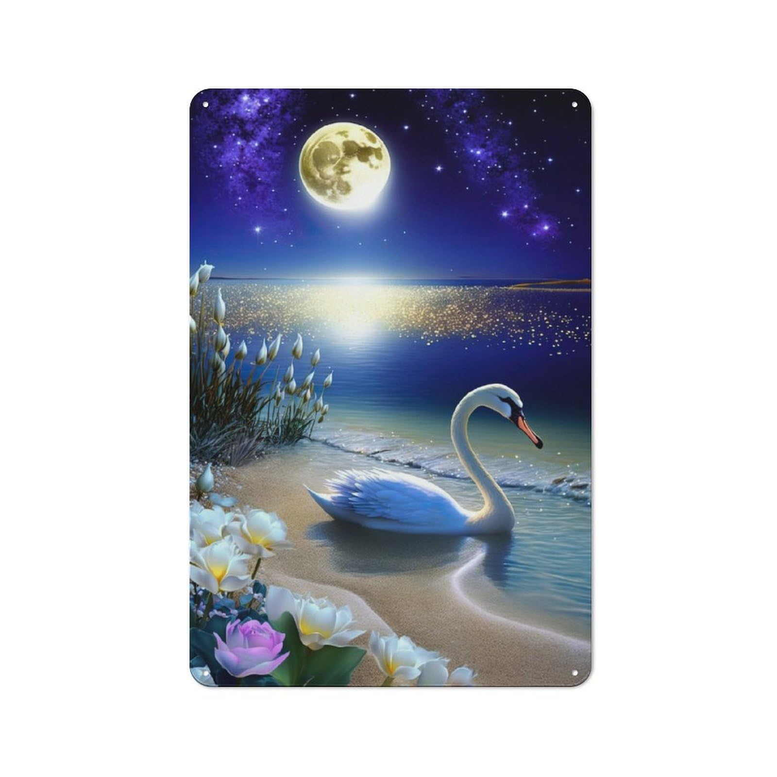 Junmoney Swan Beautifull 30X20cm Rustic Metal Plaque With For Café Or Restaurant, For Themed Interiors In Cafés And Restaurants