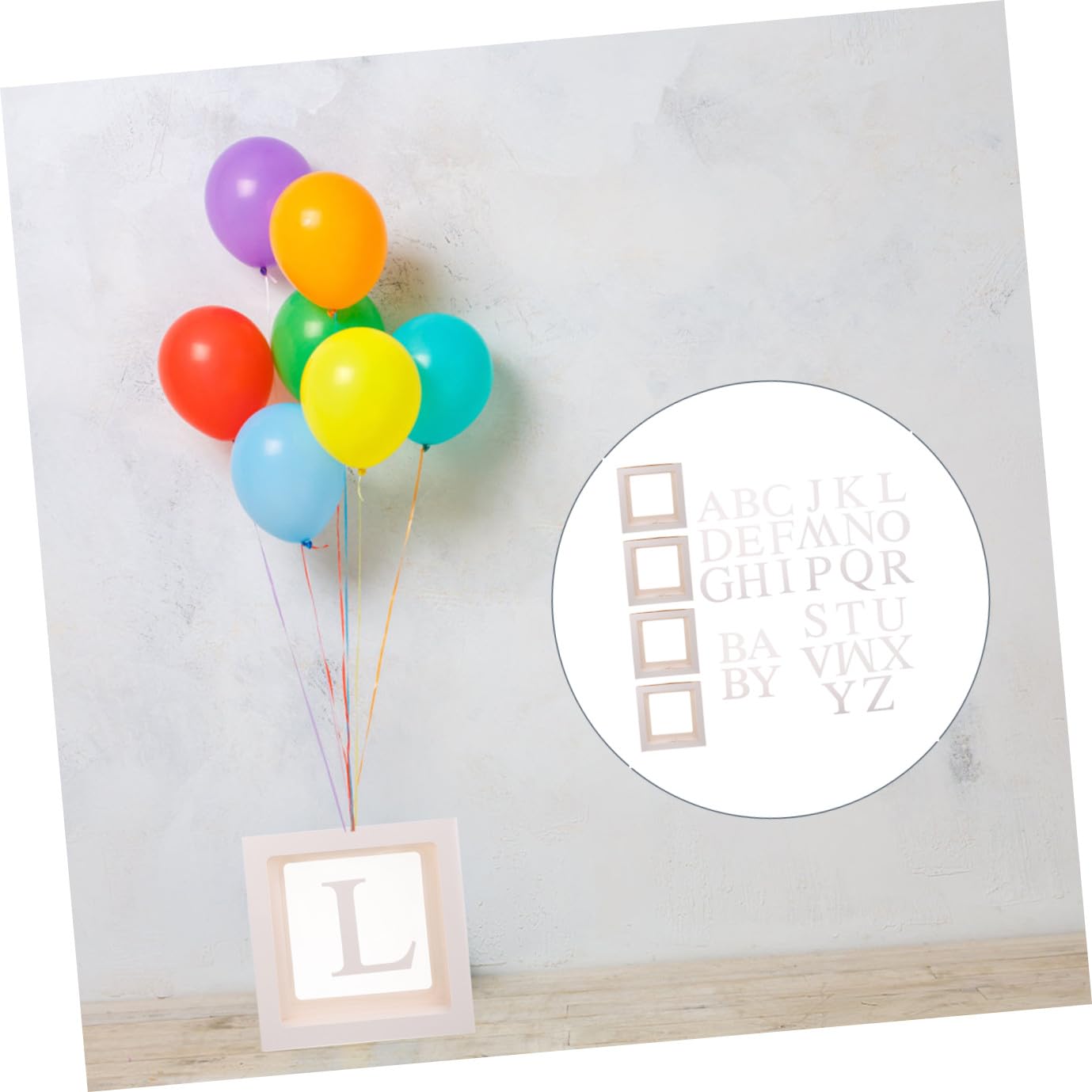Transparente Ballonboxen mit Buchstaben Weiß Papier 1 Satz | Sichtfenster für Foto Props, Einfache Montage und Demontage, für Tisch oder Theke