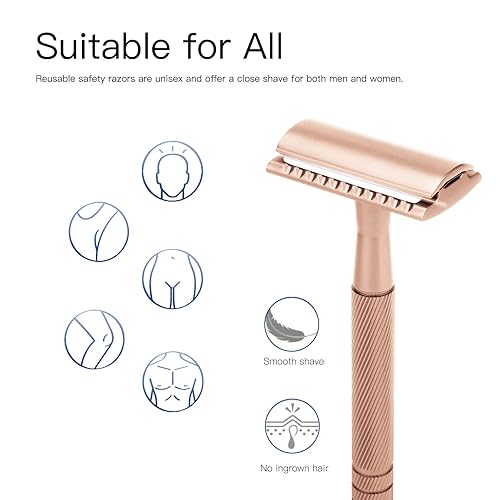 Miniatura 6 de CSB Maquinilla de afeitar de seguridad de doble filo para hombres y mujeres con mango exquisito, mango de latón, cabeza de afeitar de aleación de