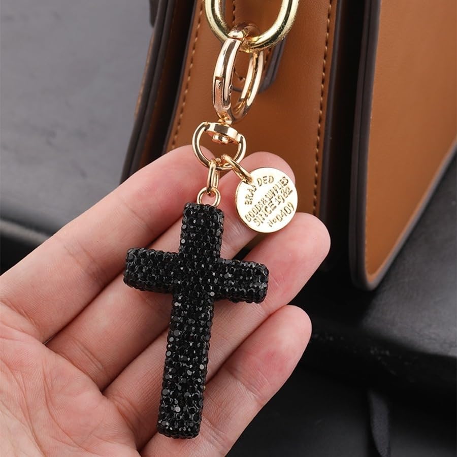 Rhinestone Cross Key Chain Religious Charms for Handbags Pendant Cute Crystal Birthday Jewelry Bag Keychain - Image 7