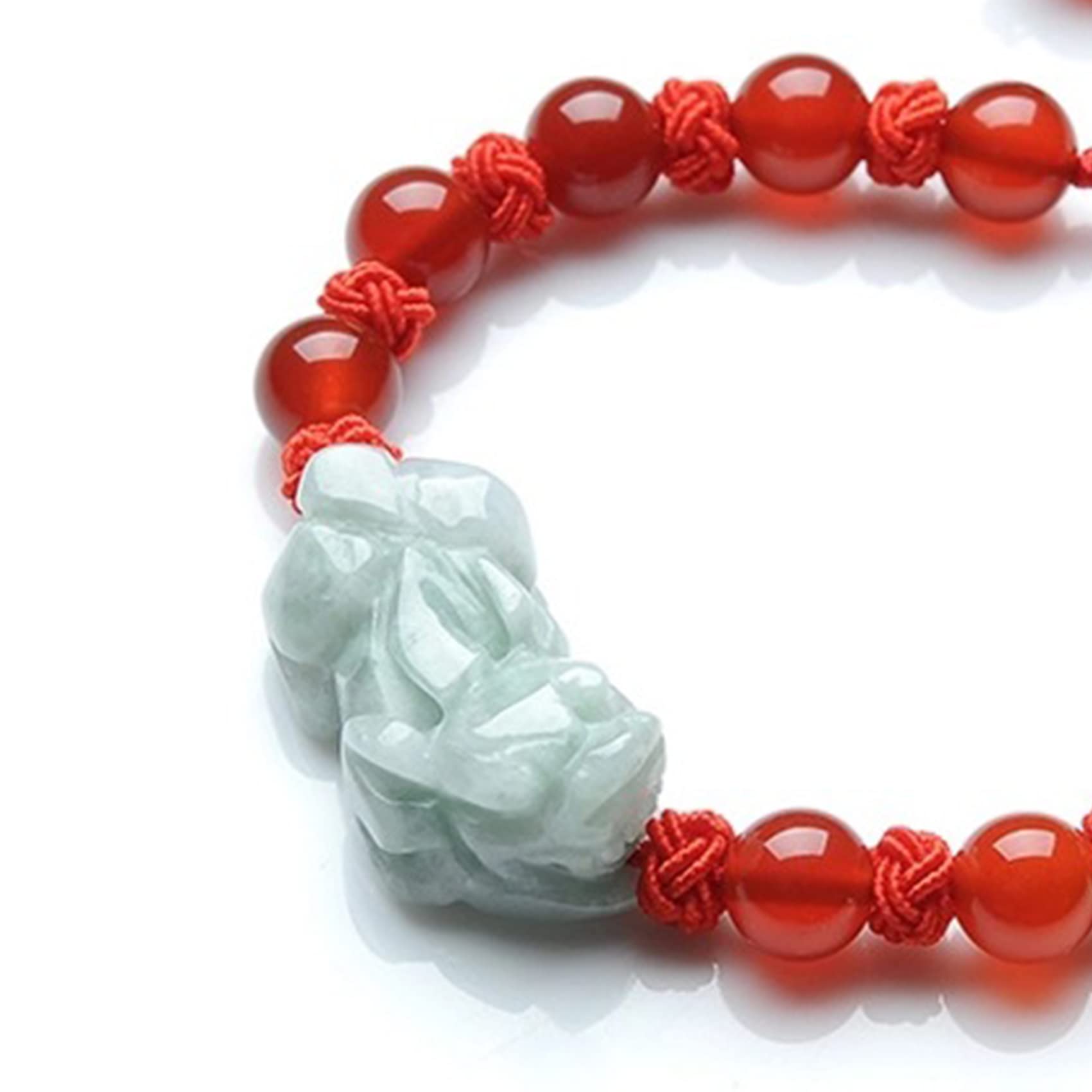 Pulsera Feng Shui,Pulsera Feng Jade para Mujeres Hombres Amuletos de la Suerte Piedras Preciosas Amuleto de Hilo Rojo Chino,Rojo,Ágata Roja