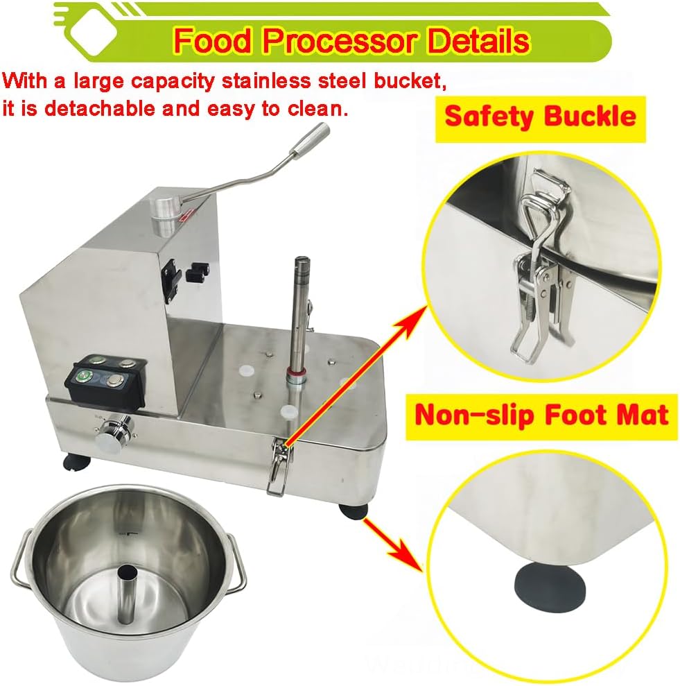 9L Commercial Food Processor Stainless Steel Meat Vegetable Chopper Multifunctional Food Cutter Meat Grinder Meatball Beater 1800W Electric Blender for Fruit Vegetable Grains Garlic