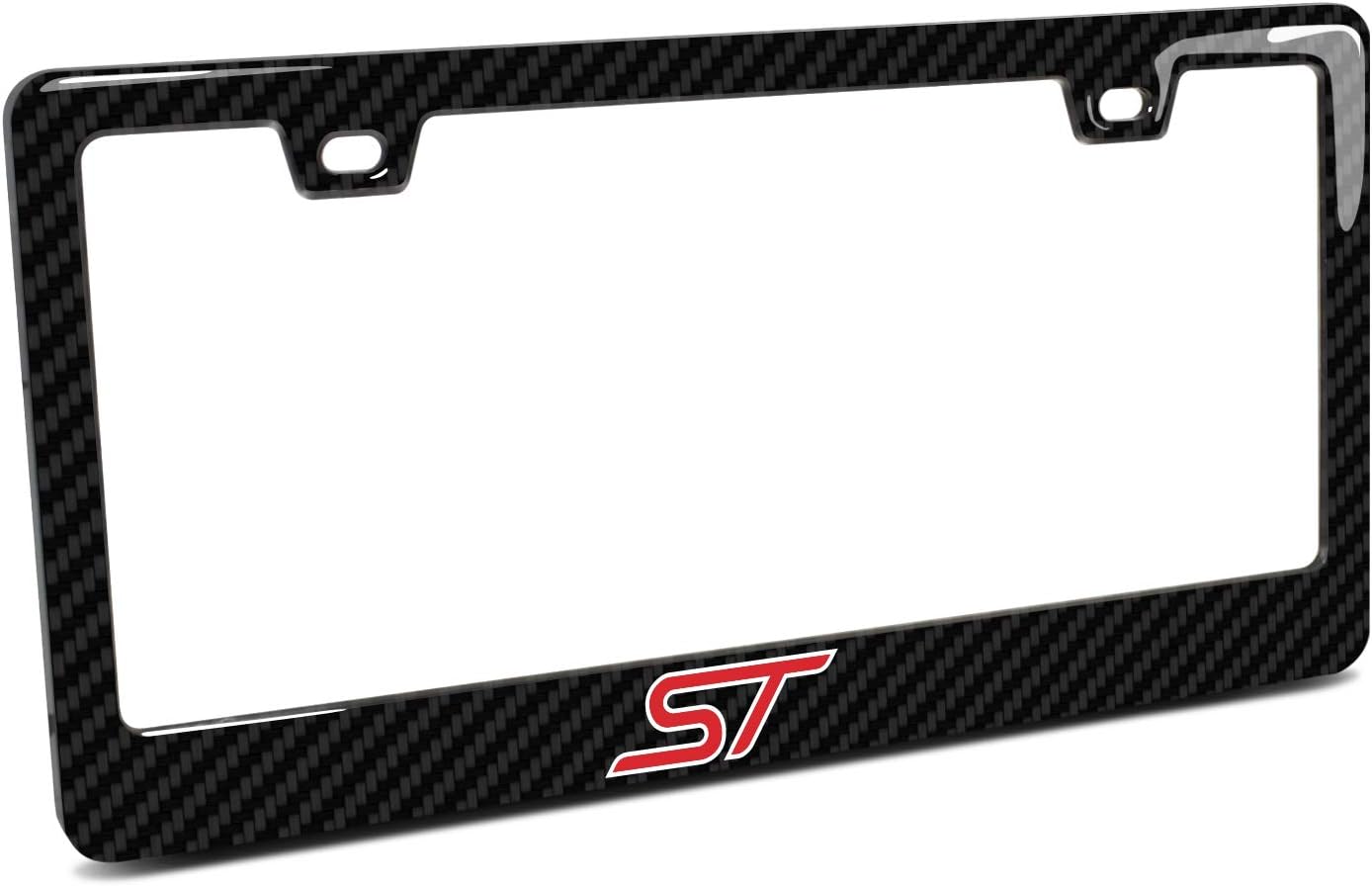 iPick Image for Ford Focus ST Black Real 3K Carbon Fiber Finish ABS Plastic License Plate Frame
