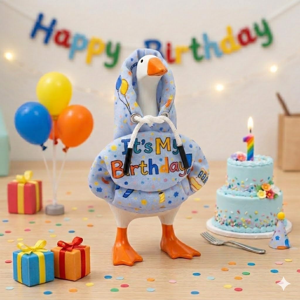 7 Inch Desk Goose Outfit Hoodie Birthday Desk Goose Clothes for Magnetic Goose Statue Tabletop Decor (Blue)