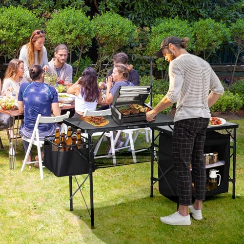 Mesa de Cocina de Camping Nice C, Mesa Plegable Portátil para Cocinar al Aire Libre (Negro) miniatura 2