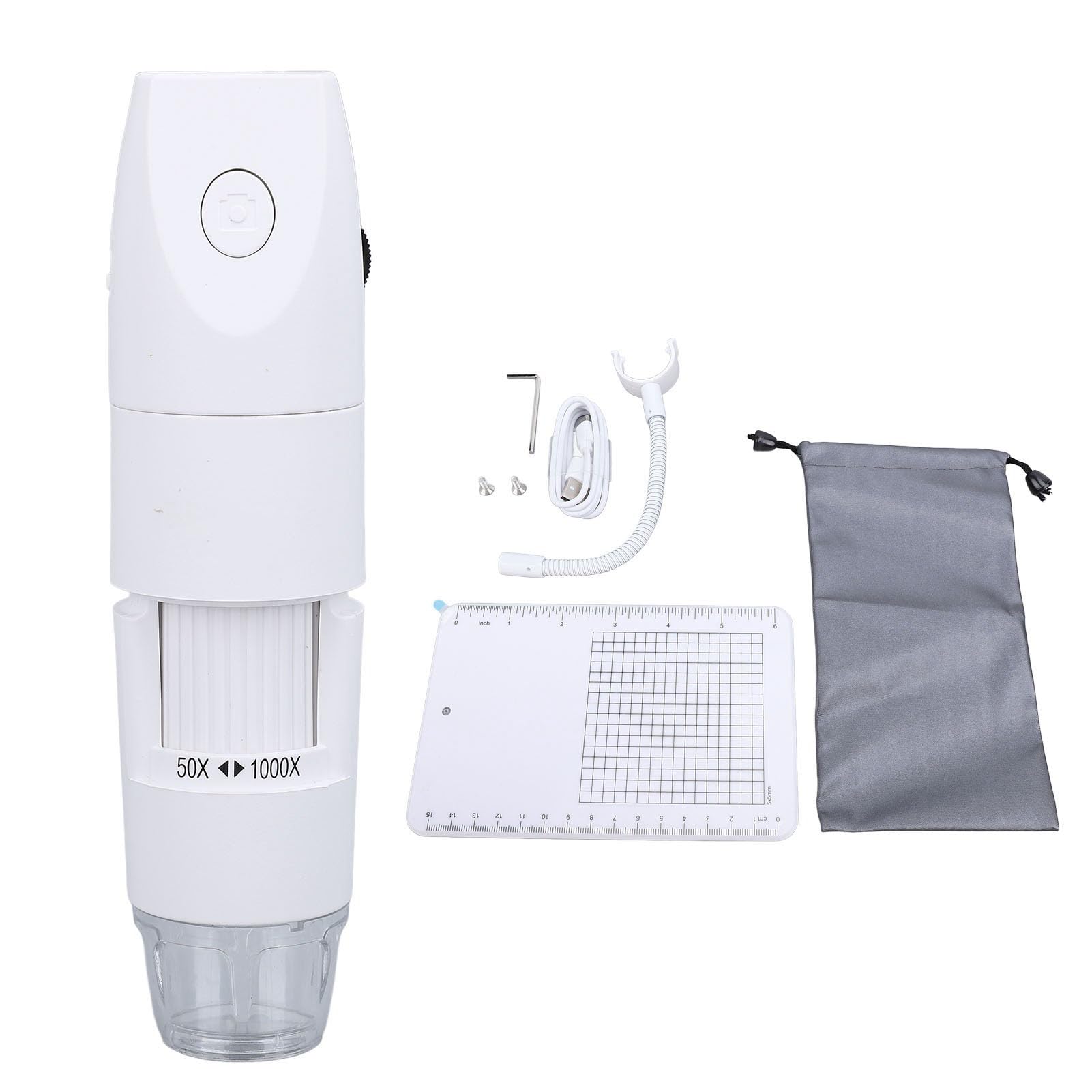 GOWENIC Przenośny Mikroskop Bezprzewodowy 1080P HD |Kamera Cyfrowa USB WiFi 1000X do Kontroli Skóry i Obwodów (WHITE)