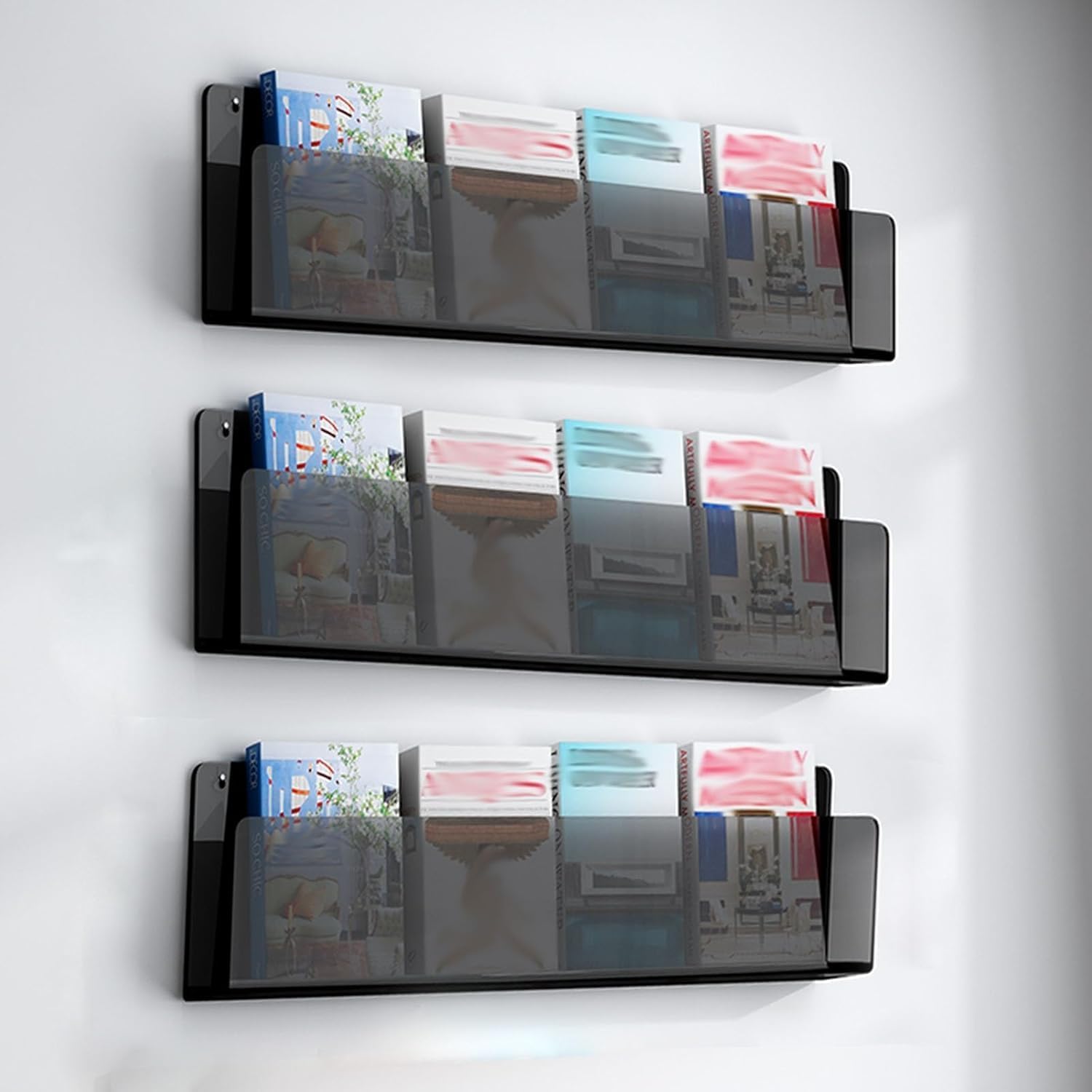 Portariviste da Parete in Acrilico Trasparente per Brochure e Ufficio | per bagno/ufficio, organizer per album da scaffale sospeso decorativo