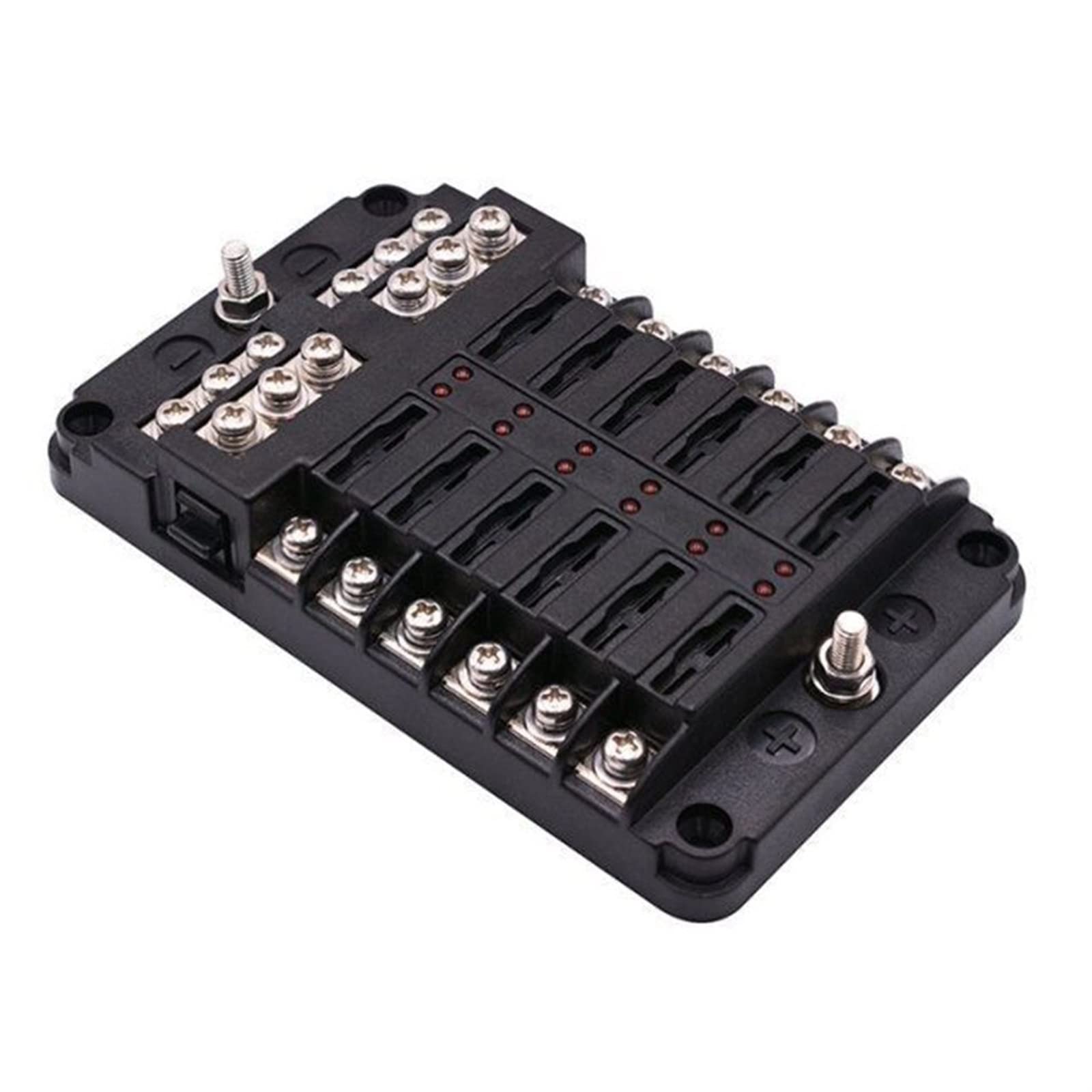 Boîte à fusibles de voiture 12 voies Boîte à fusibles de voiture 6 en 6 Boîte à fusibles automatique universelle avec indicateur Led Boîte à fusibles de voiture portable