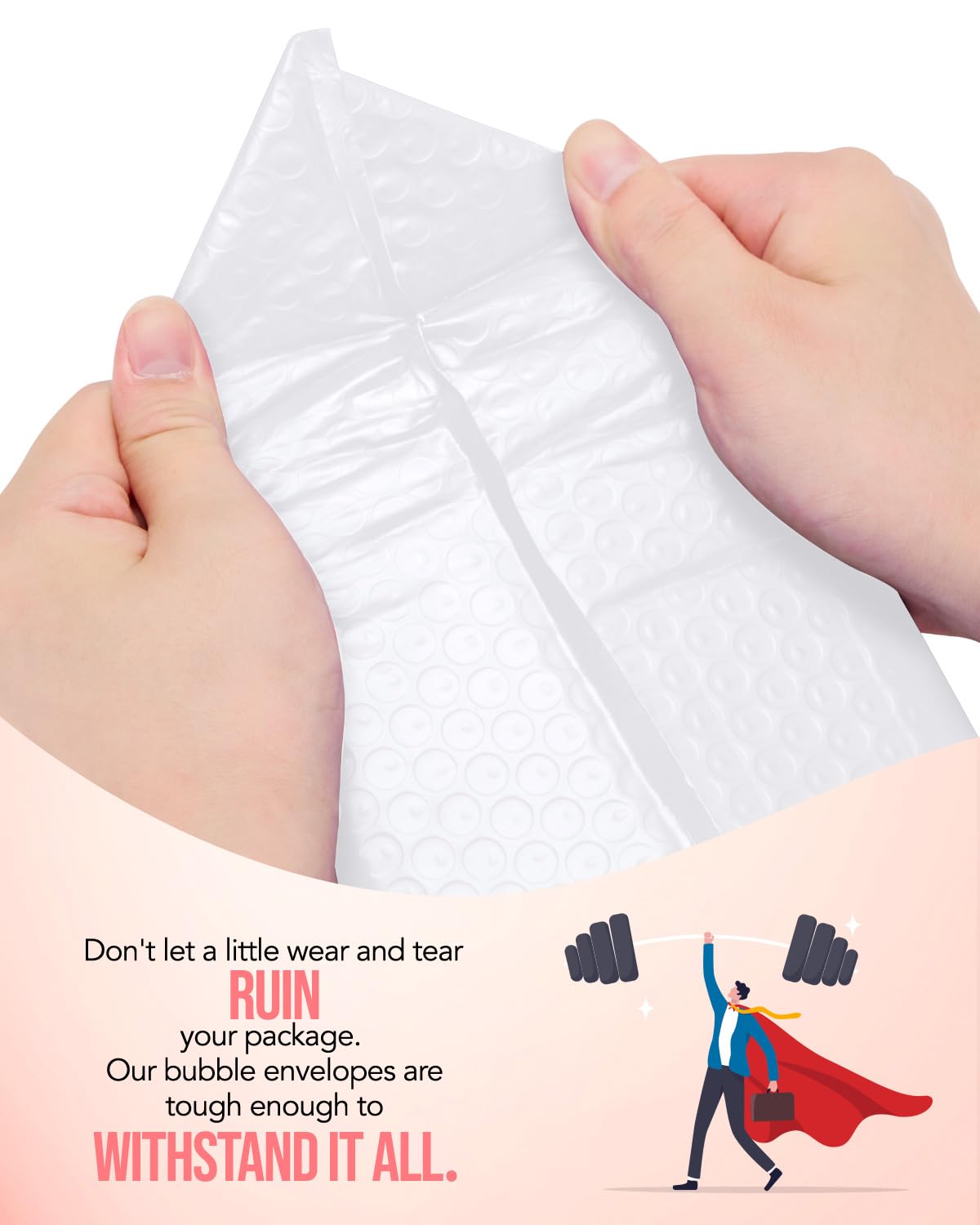 GSSUSA Lot de 100 enveloppes à bulles rembourrées blanches de 15,2 x 25,4 cm - Petits emballages postaux - Sacs d'expédition à bulles - Emballage en vrac - Auto-adhésif - Fournitures professionnelles