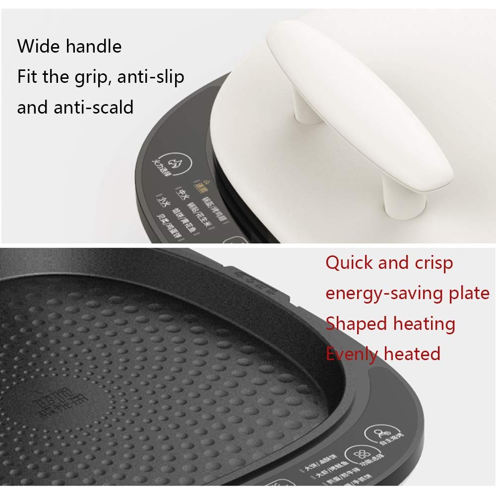 Bandeja para Hornear eléctrica con Revestimiento Antiadherente, Panqueques para el hogar, Bandeja para Hornear de Doble Cara, Lavable, Apagado automático, 1300 W