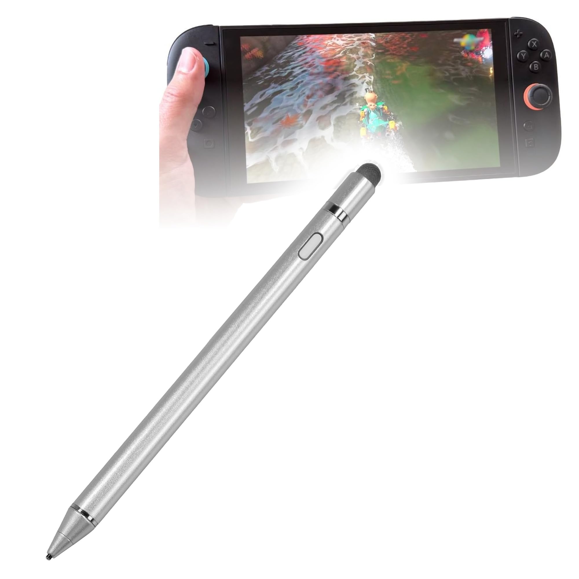 BoxWave AccuPoint Active Stylus, penna stilo elettronica con punta ultra fine compatibile con Nintendo Switch 2, argento metallizzato