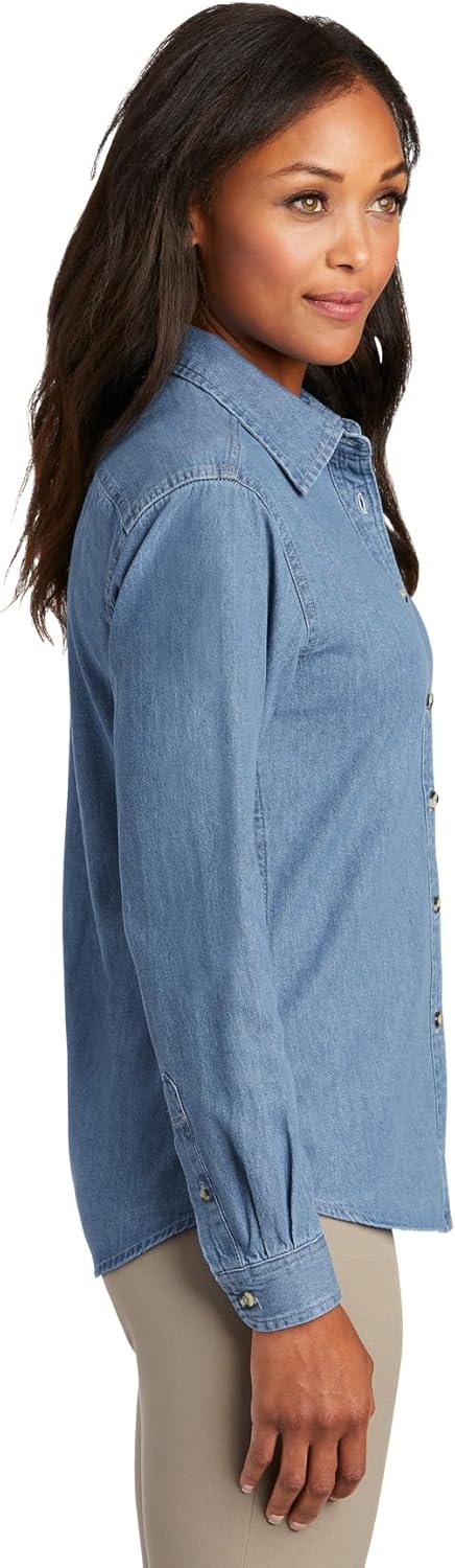 Port & Company Women's Long Sleeve Value Denim Shirt - Image 3