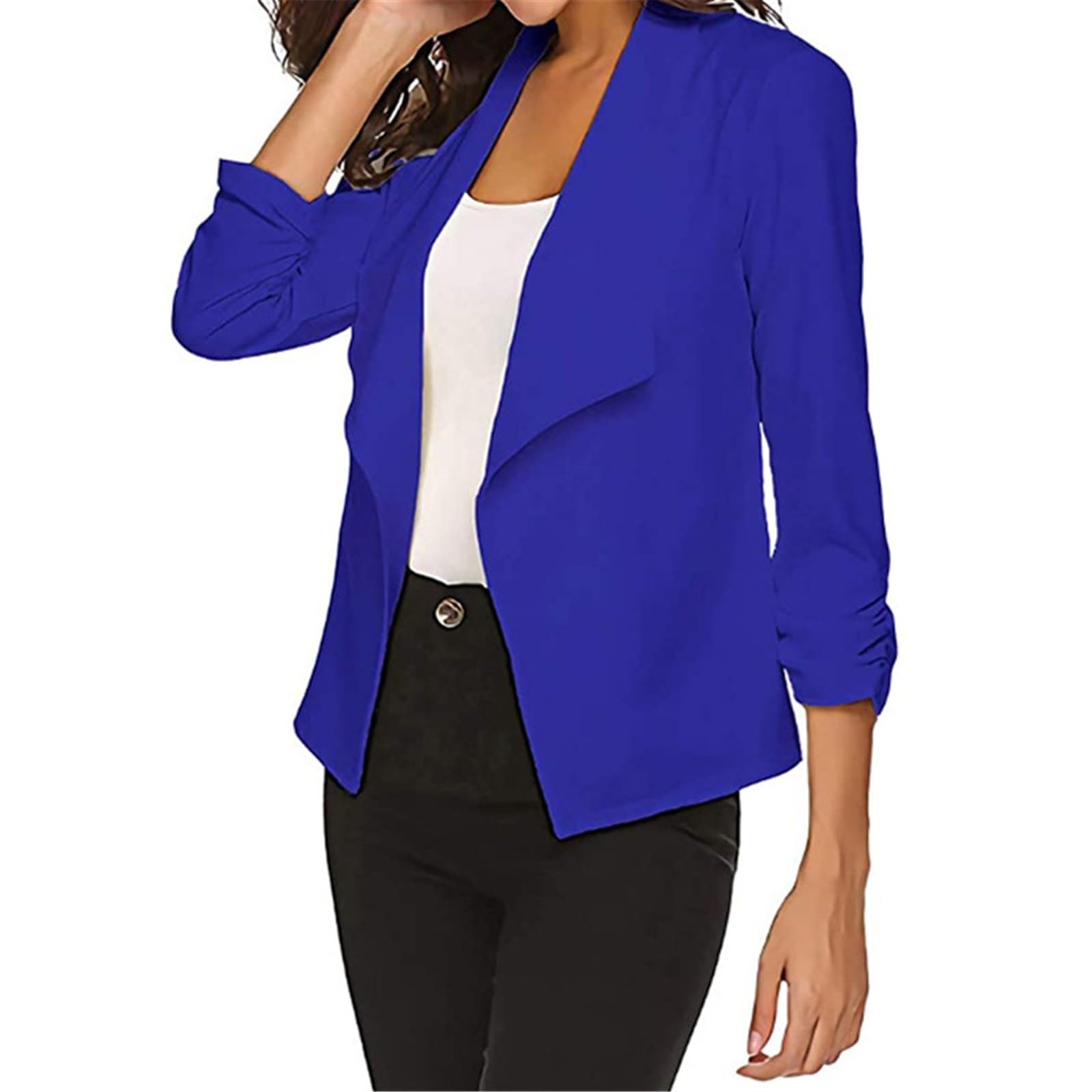 Womens Blazer Lapel Open Front Dress Cardigan Jacket Comfy Bussiness