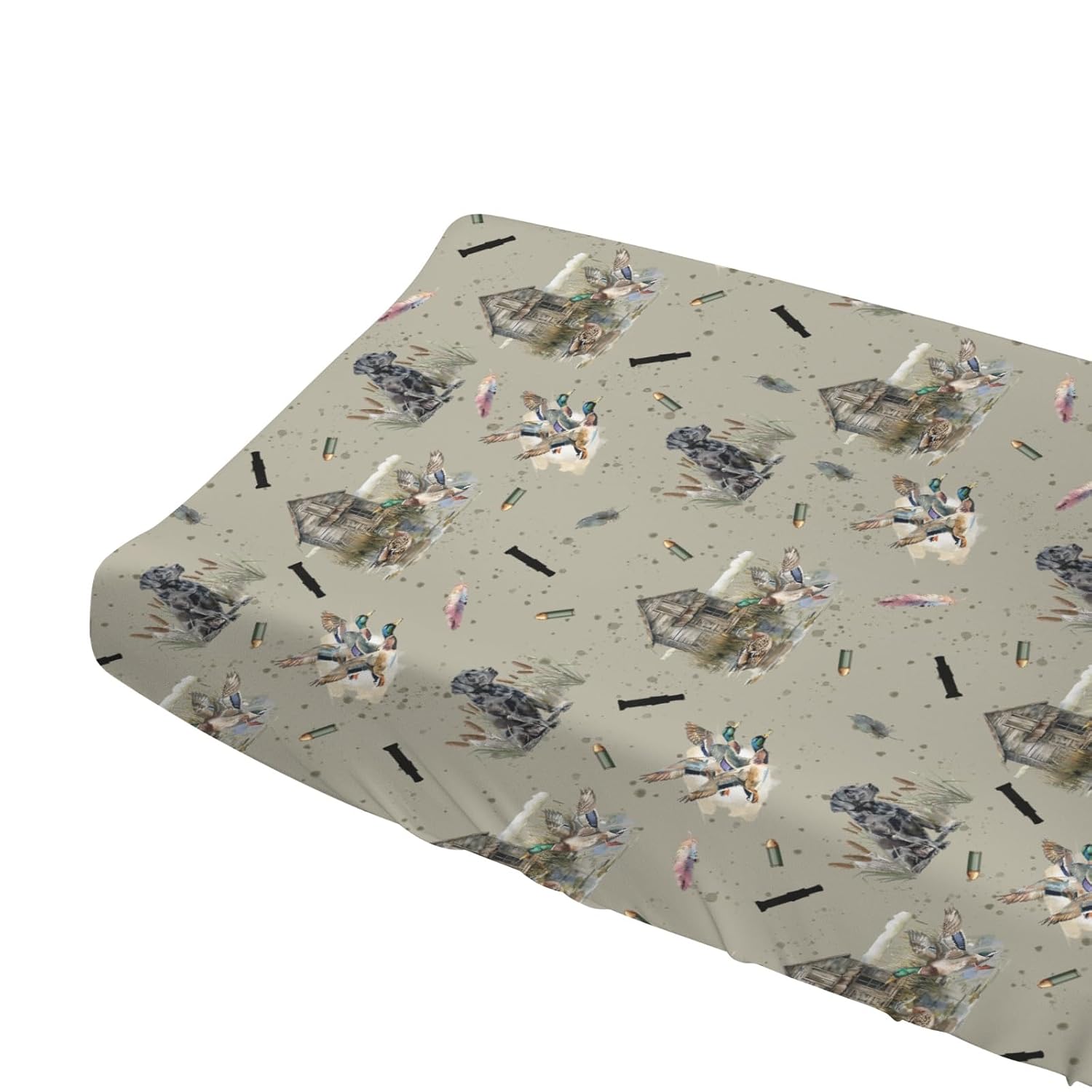 Wild Duck Hunting Hunter Baby Changing Pad Covers for Boy Girl 32''x16'' Mallard Ducks Reed Dogs Fitted Diaper Changing Pad Table Sheets Comfort Soft Breathable Baby Nursery Changing Table Mats
