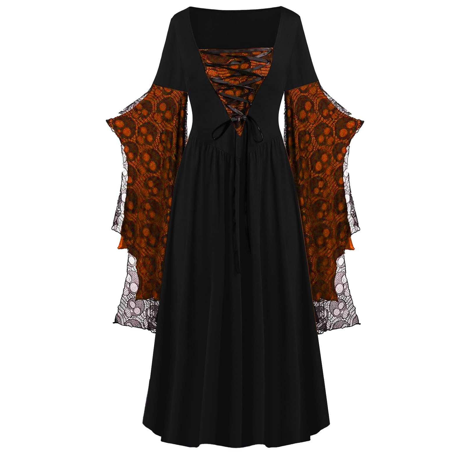 Halloween Costumes Women Adult Dresses Gothic Skeleton Party Vintage Dress — image 1