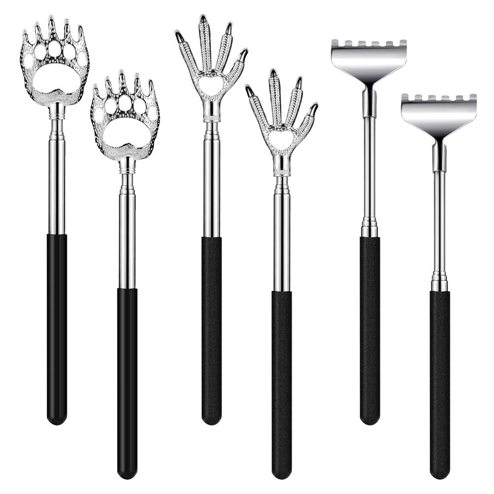 Vankcp 6Pack Telescopic Back Scratcher Set Manual Extendable Black Bear