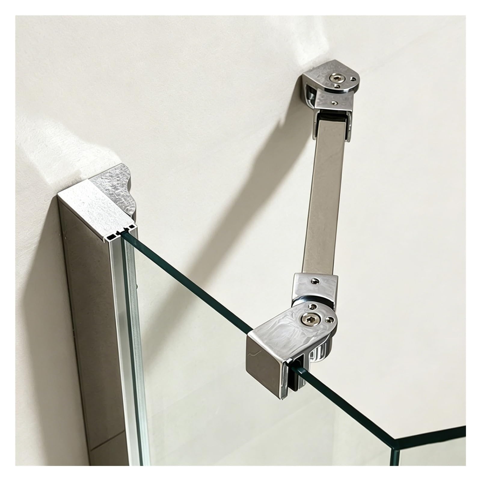 barra de soporte para mampara de ducha Barra de soporte para mampara de ducha de pared a cristal, Compatible con soportes de fijación para cristal de 8, 10, 12mm para tabiques(Silver,45in(114.3cm))