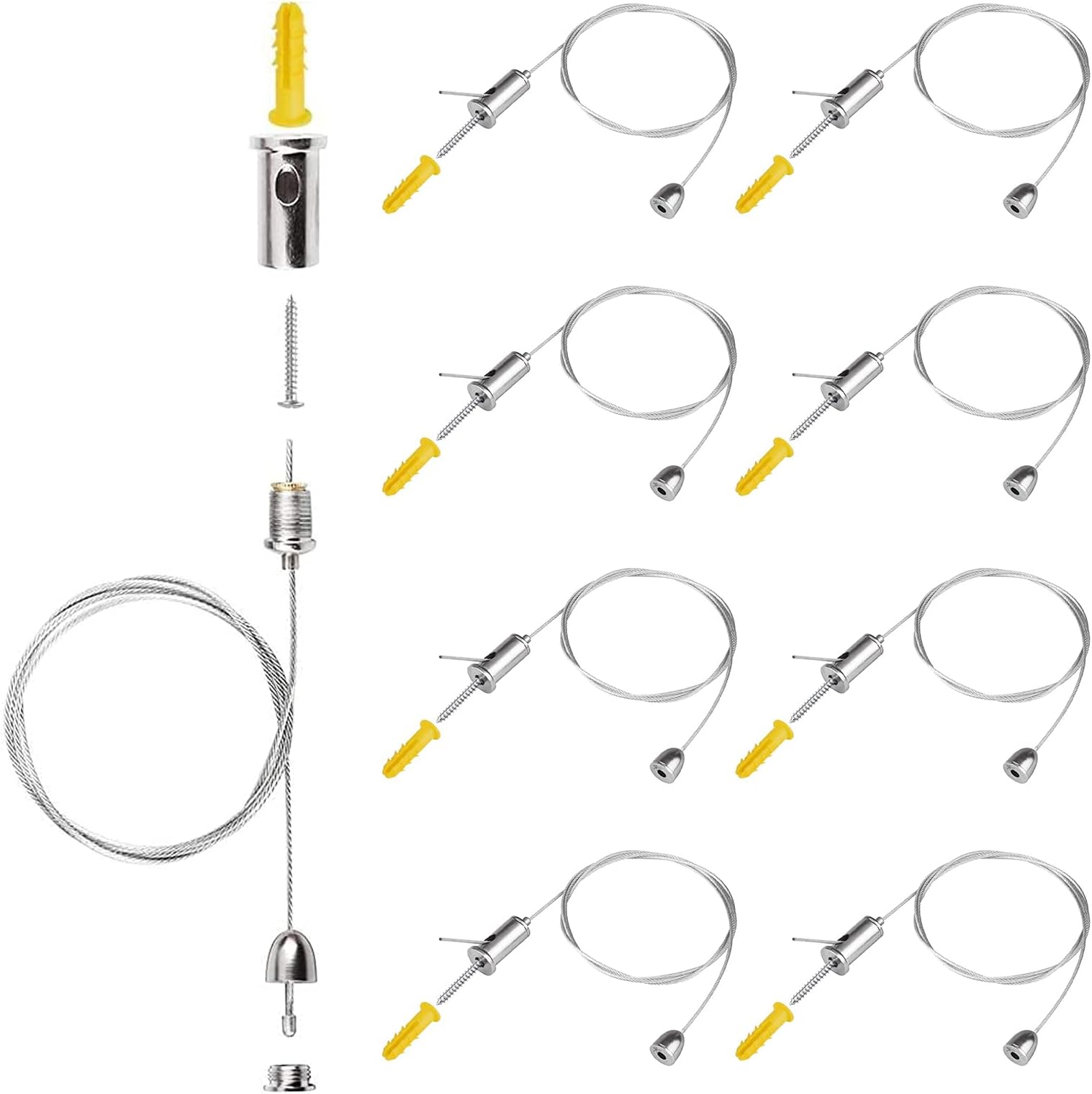 Suspension Cables Kit, 8 Pieces Ceiling Light Pendant Braided Flex Lamp Holder for LED Panel Light Aquarium Lights Pendant Linear Lighting Lights (1M)