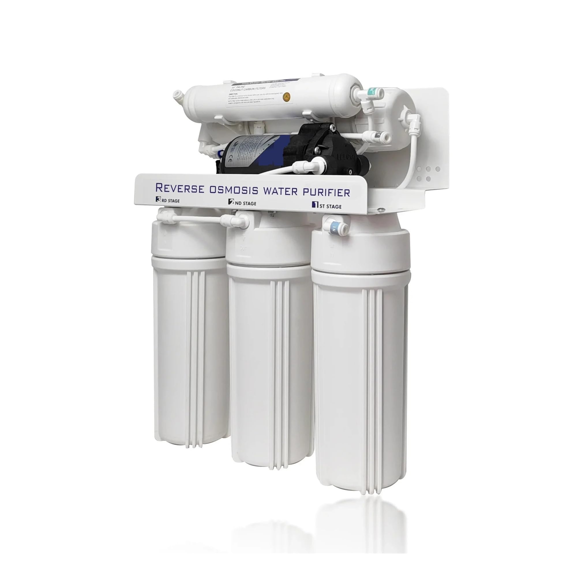 Level 5 100GPD RO Umkehrosmosesystem 24V Elektrischer Wasserfilter mit Druckerhöhungspumpe Haushaltswasseraufbereitungssystem