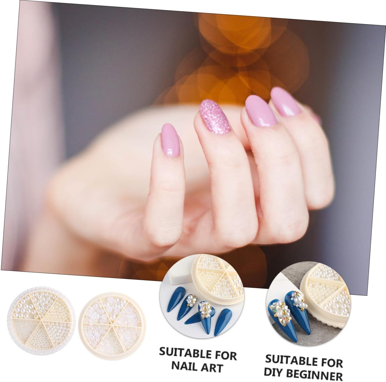 Ipetboom Fine Workmanship Nail Art Pearls Semicircle Round Nail Charms Jewelry Making Beads Set