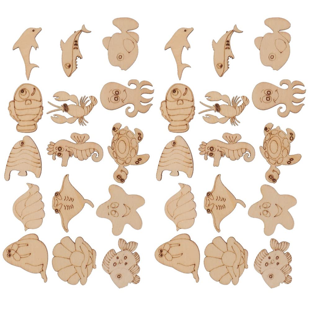 Amosfun Lot De 3 Découpes En Bois Sur Le Thème De Locéan Décorations Danimaux Pour Aquarium Projets 200 Pièces X 3