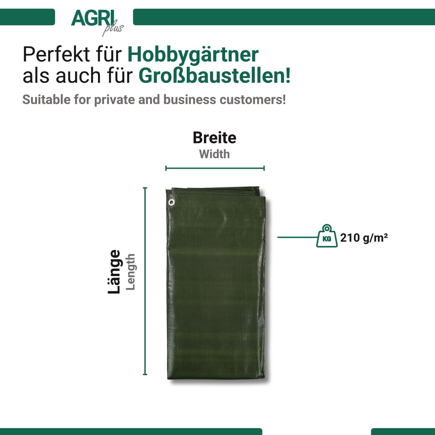 AGRI plus Bâche de Protection pour Bois 1,5 x 10 m avec œillets, Bâche en PVC Solide 210 g/m² avec Bords renforcés, pour Couverture de Longue durée, Résistant aux intempéries et aux UV