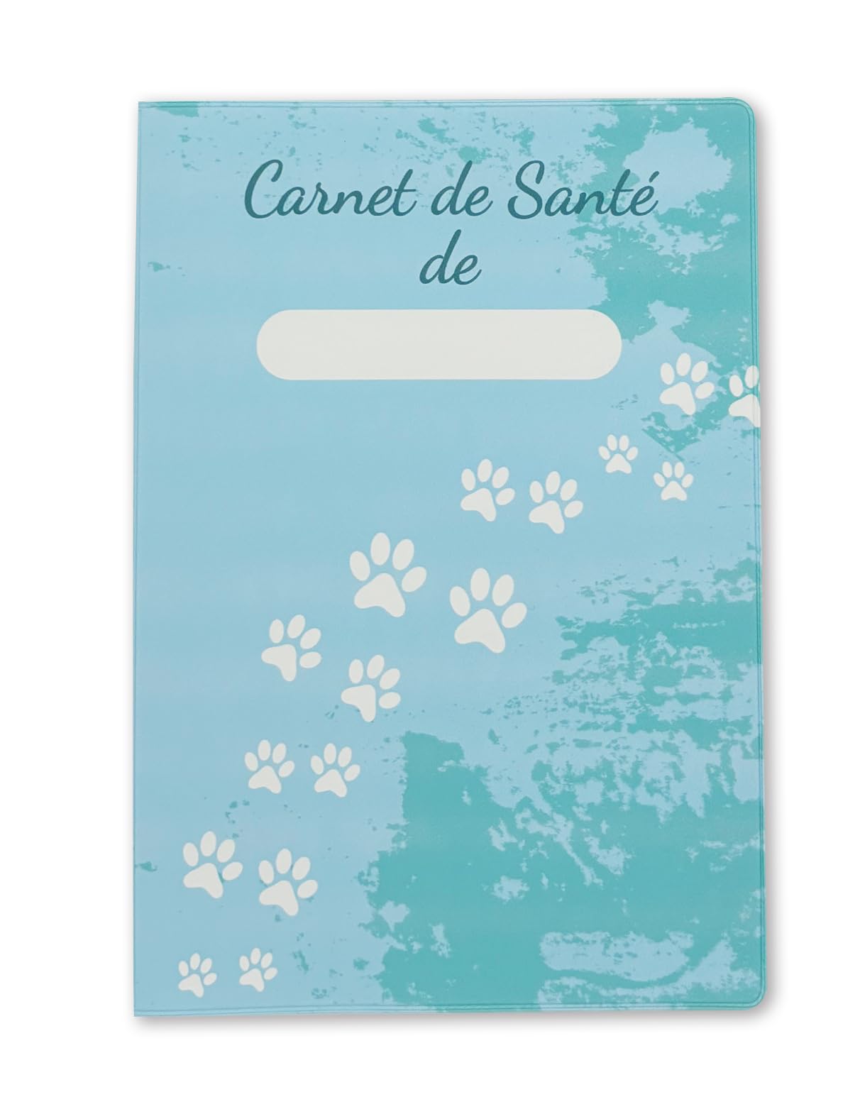 Protège Carnet De Santé Pour Chat Ou Chien - Format 16x22,5 Cm - Modèle Empreinte Bleu