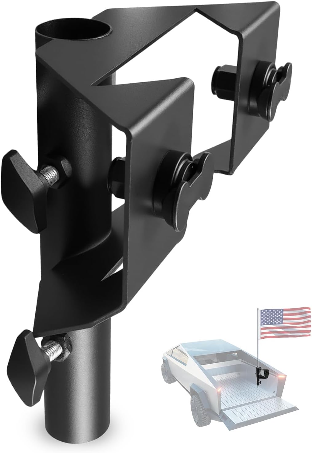 Flag Pole Holder Kit Compatible with Tesla Cybertruck L-Track, Fits Flagpoles Up to 1.18 Inches in Diameter, High-Tensile Steel Flagpole L-Track Mounting with Double Lug Threaded Stud