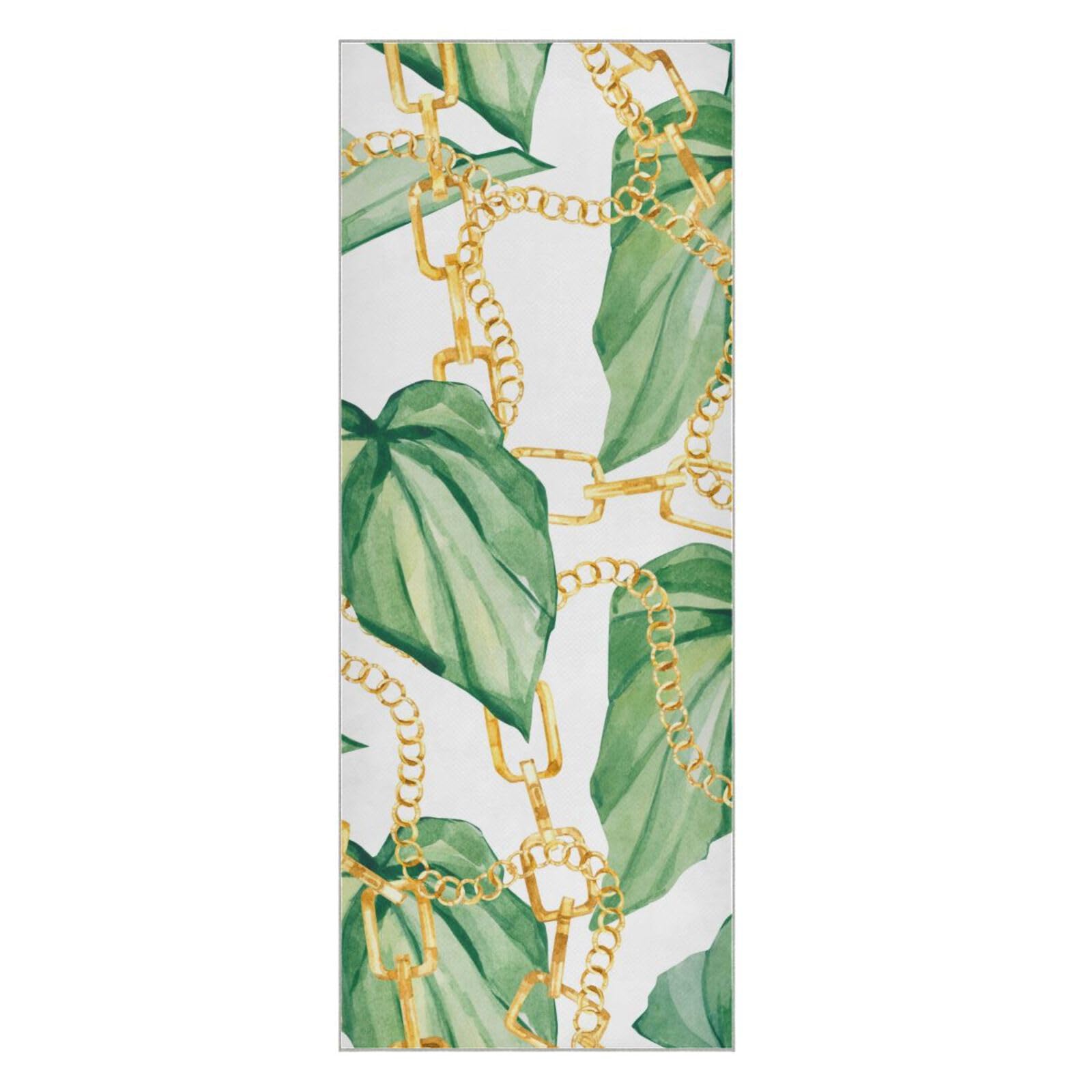 SEINDUS Tropical Leaves and Golden Chain Pattern Hot Yoga Towel for Women & Men, Non Slip Super Absorbent and Quick Dry Yoga Mat Towel for Hot Yoga, Pilates and Fitness 73