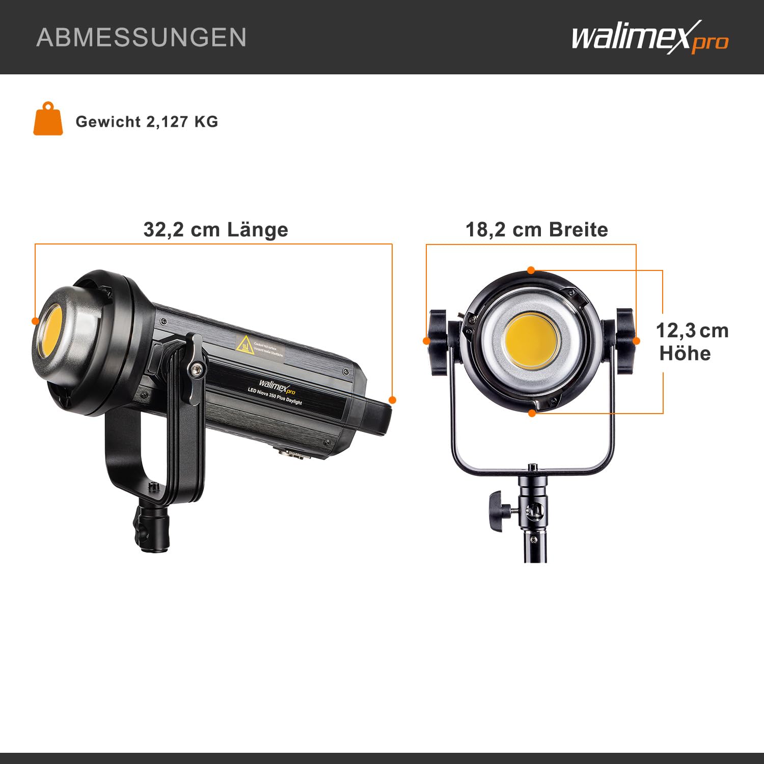 Walimex pro Niova 600 Plus Daylight + WT-806 Trépied – Kit d'éclairage LED vidéo continu 36 W 600 LED à intensité variable 5600 K 4350 lm CRI 97 Ra DMX + télécommande