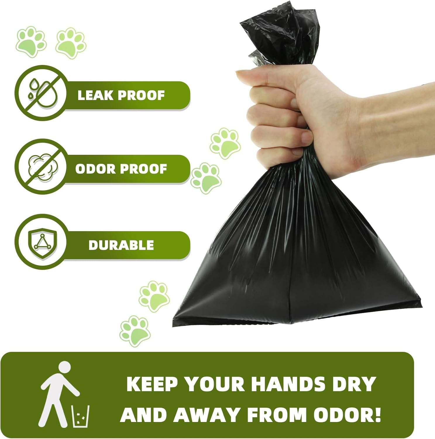 TopfreeThicker Dog Poop Bags 180 Dog Poo Bags Waste Bags Thick Strong Made from Corn Starch Plants Based (Black) - 4