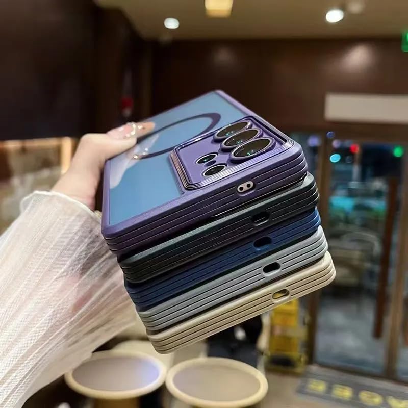 Image of VONZEE Magnetic for Samsung S25 Plus 5g Case, Upgraded Full Camera Protection, Compatible with Magsafe, Drop Protection, Clear Transparent Back Bumper for Samsung S25 Plus 5G (Deep Purple)