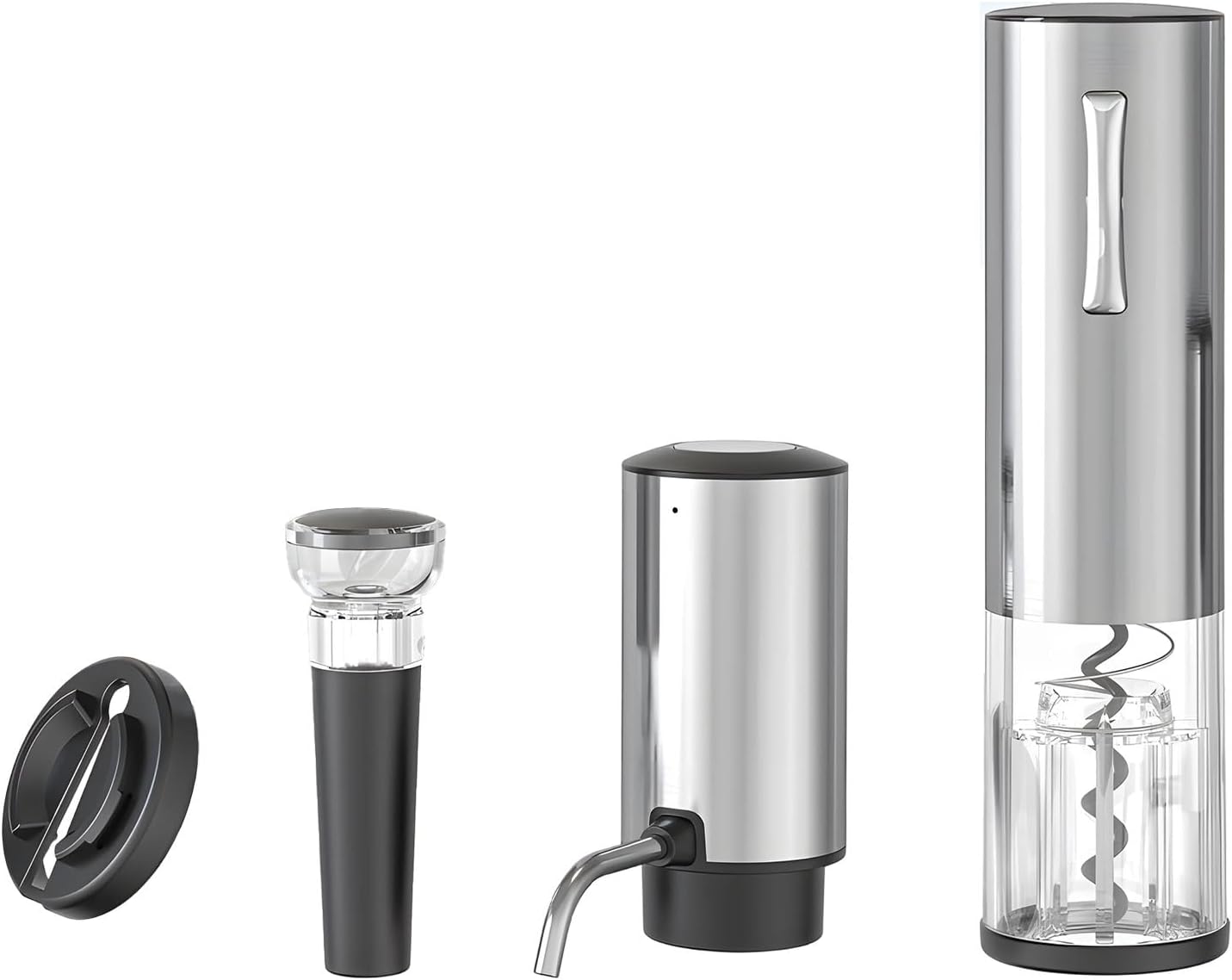 Stainless Steel Electric Wine Opener and Aerator, Automatic Wine Dispenser, Includes Foil Cutter, Vacuum Stopper, and Type-C Rechargeable Cork Puller, Wine Lovers' Favorite