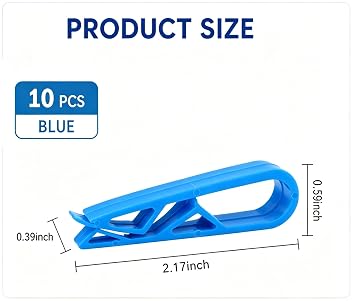 10pc Plastic Kitchen Garbage Bin Clip,Set of Bag Clips - Anti-Slip Fixation Clamp for Trash Cans and Garbage Bins - Blue Color