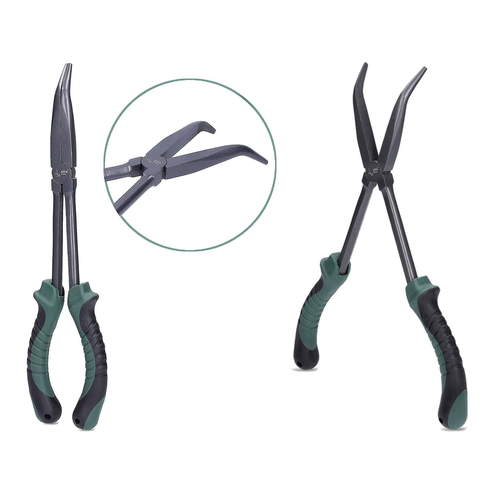 Zite Fishing Raubfisch Angelzubehör Set - Einhand-Kescher Gummiert - Fisch-Abhakmatte 130cm - Hakenlöser-Zange 28cm