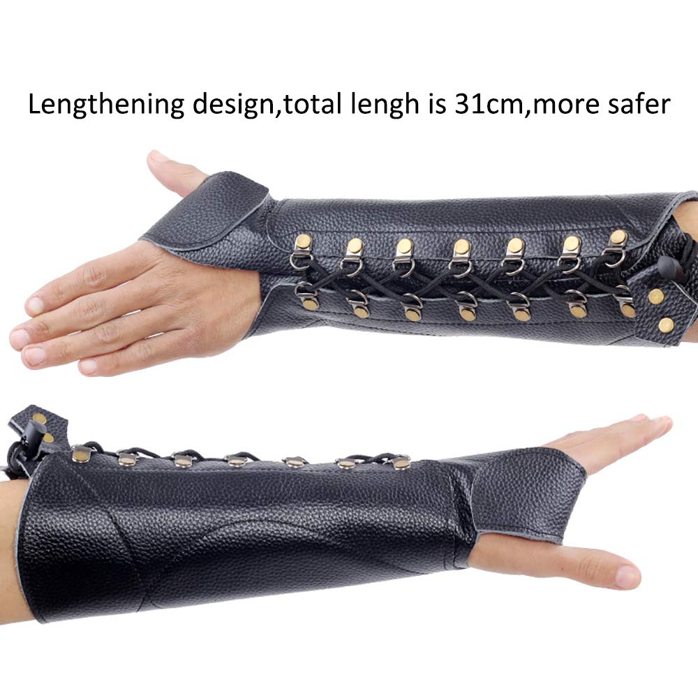 Bras De Protection En Cuir De Vache Pour Tir à L'arc - Longbow & Chasse - Homme - Noir